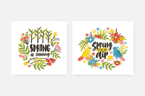 Spring set and seamless in Illustrations - product preview 5