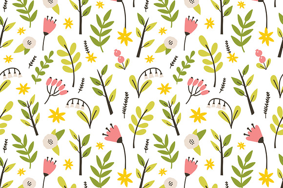 Spring set and seamless in Illustrations - product preview 8