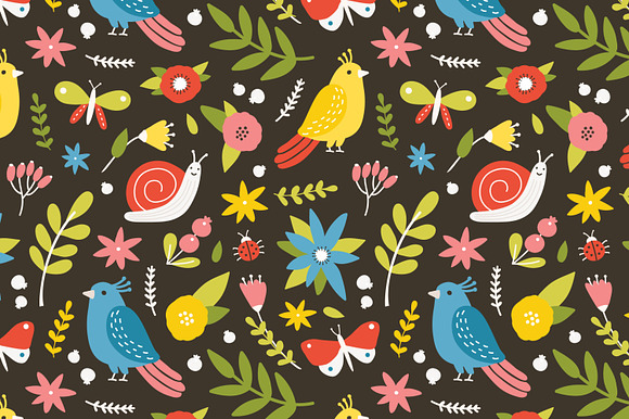 Spring set and seamless in Illustrations - product preview 9