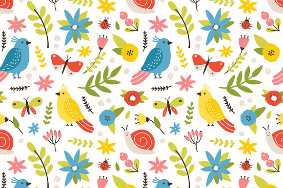 Spring set and seamless in Illustrations - product preview 10