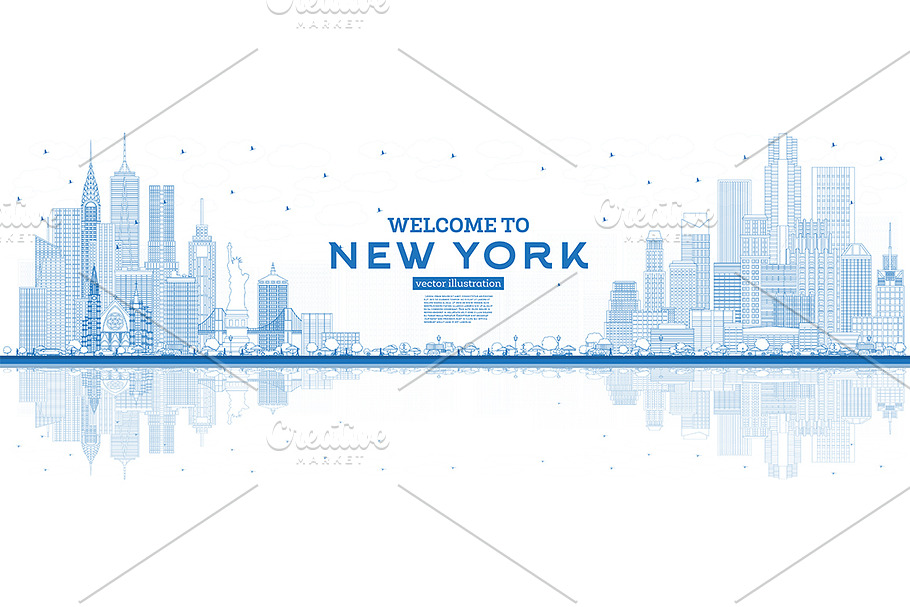 Outline Welcome to New York USA in Illustrations - product preview 8