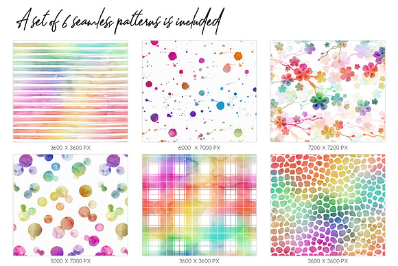 10 Huge Seamless Rainbow Watercolors in Graphics - product preview 11