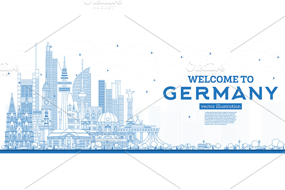 Outline Welcome to Germany Skyline