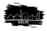 Delhi India City Skyline Silhouette.