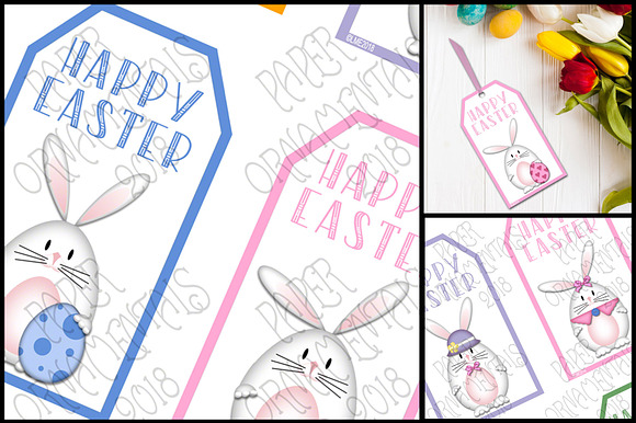 Gift Tags, White Easter Bunnies in Objects - product preview 2