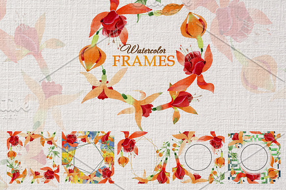Orange Fuschsia  Watercolor png in Illustrations - product preview 5
