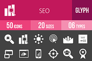50 SEO Glyph Inverted Icons