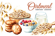 Oatmeal. Watercolor collection