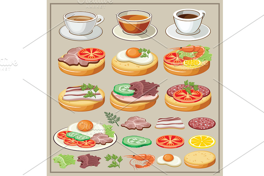 Set of breakfasts in Illustrations - product preview 8