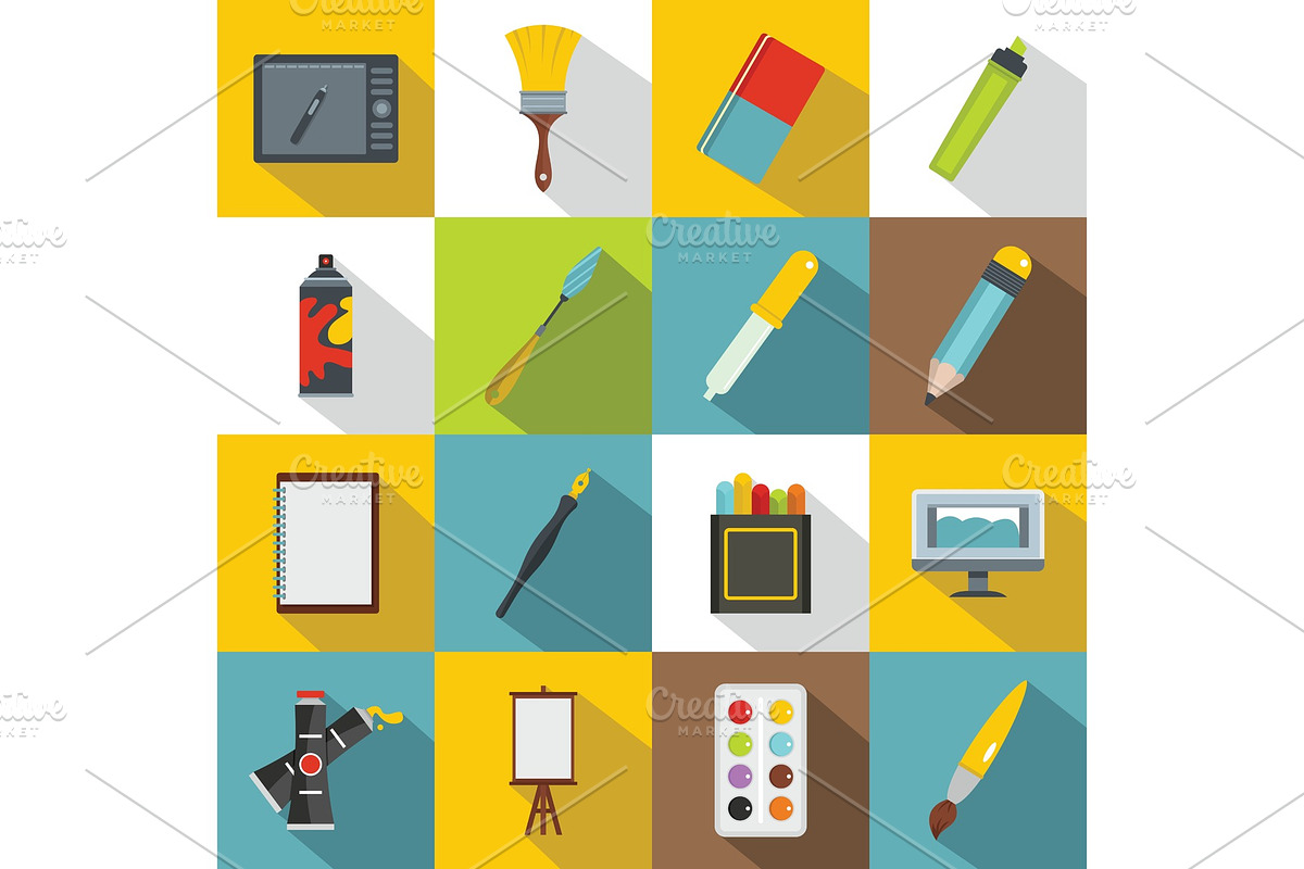 Design and drawing tools icons set in Illustrations - product preview 8