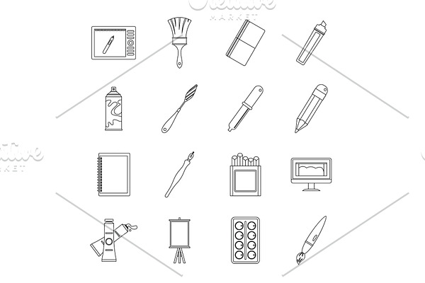 Design and drawing tools icons set