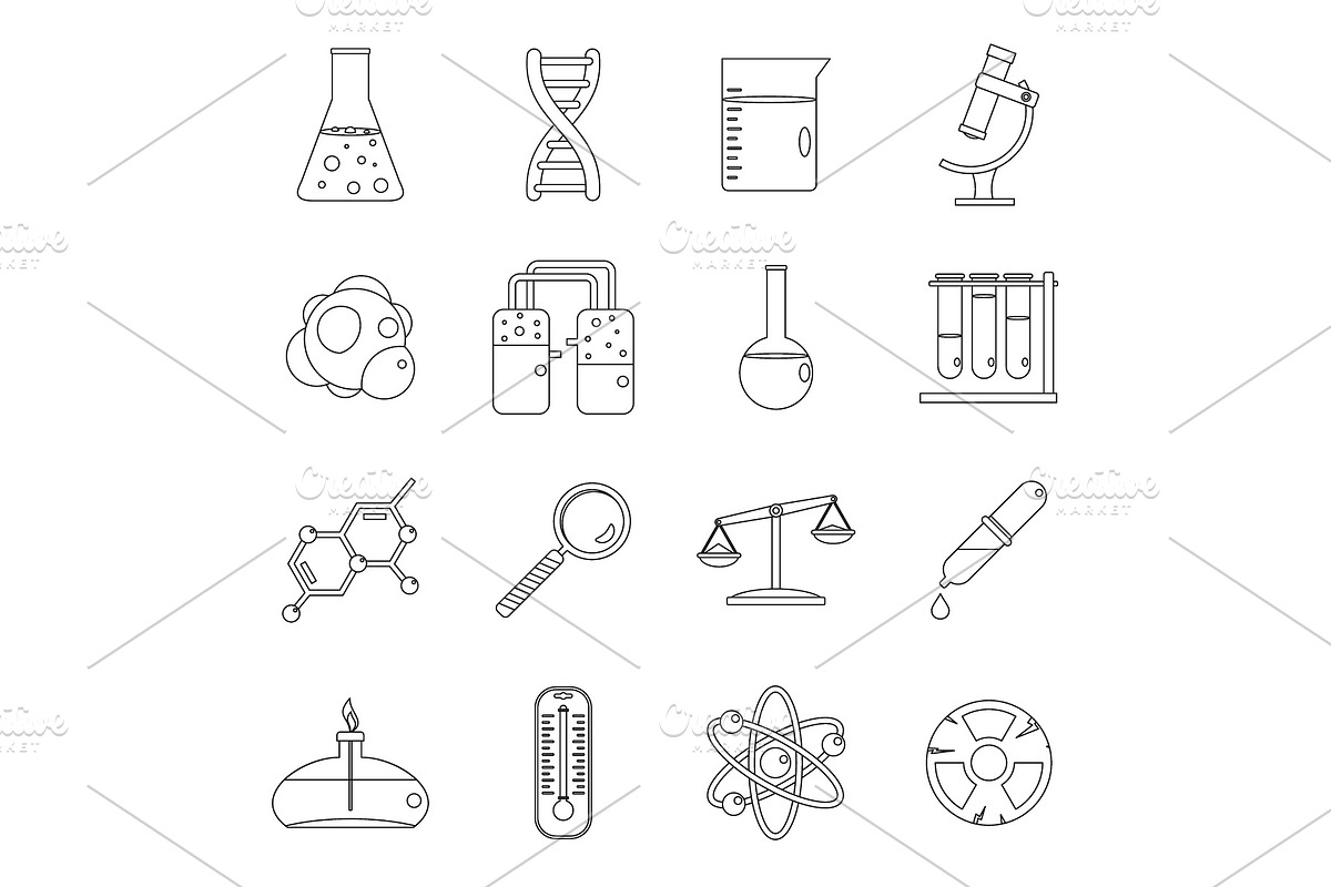 Chemical laboratory icons set in Illustrations - product preview 8
