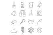 Chemical laboratory icons set