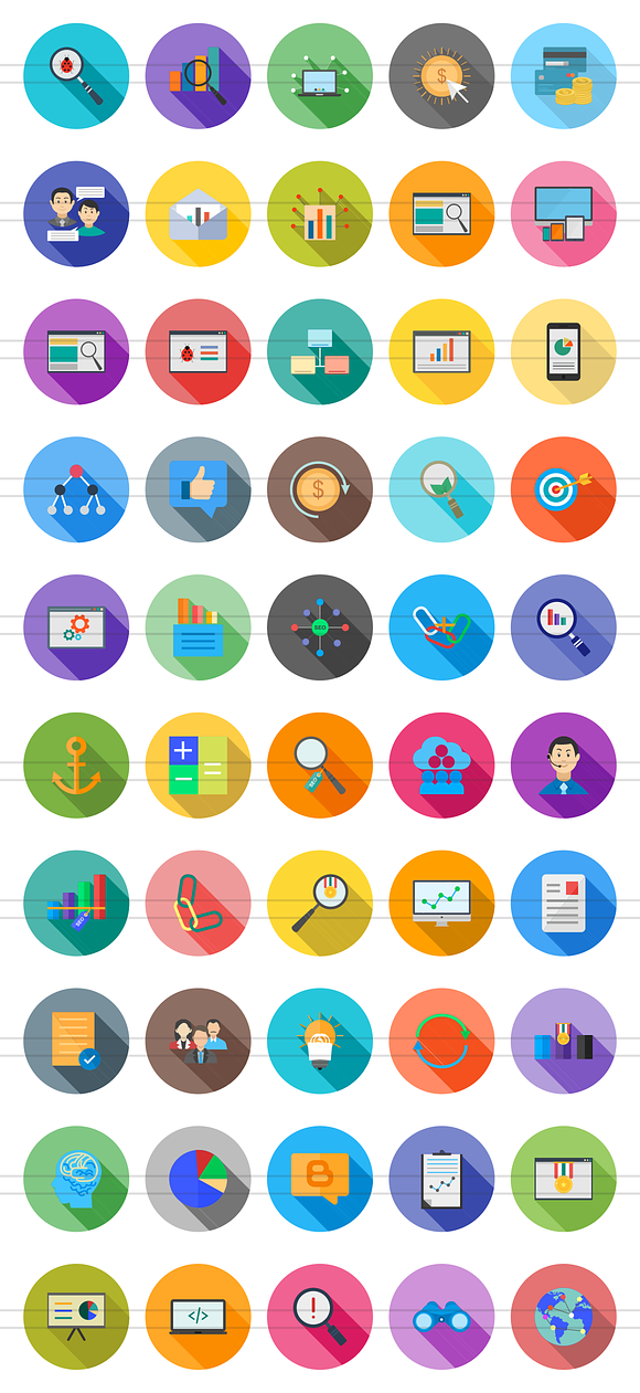 50 SEO Flat Shadowed Icons in Icons - product preview 1