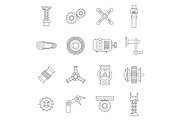 Techno mechanisms kit icons set