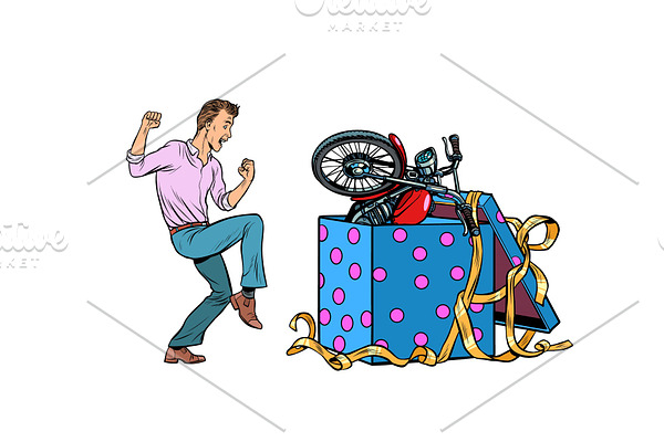 Man and motorcycle holiday gift box