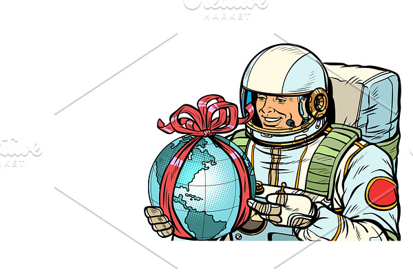 Earth day concept. Astronaut with a