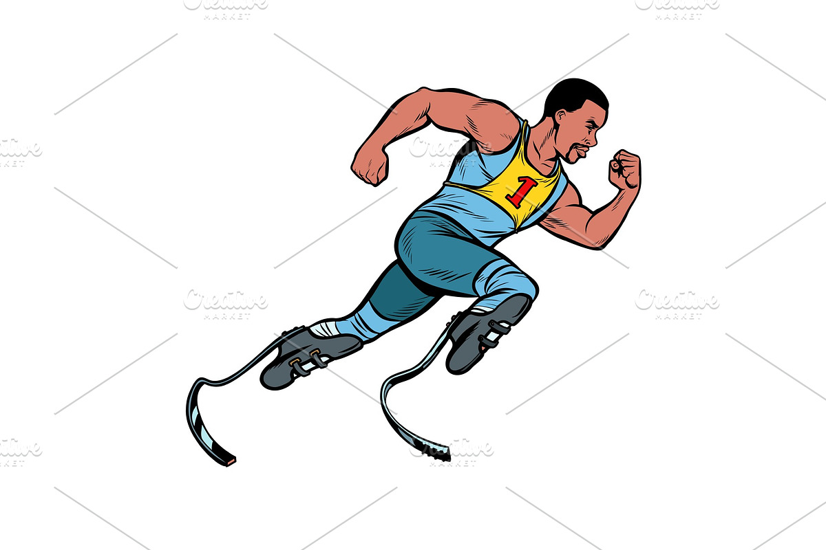 disabled African runner with leg in Illustrations - product preview 8