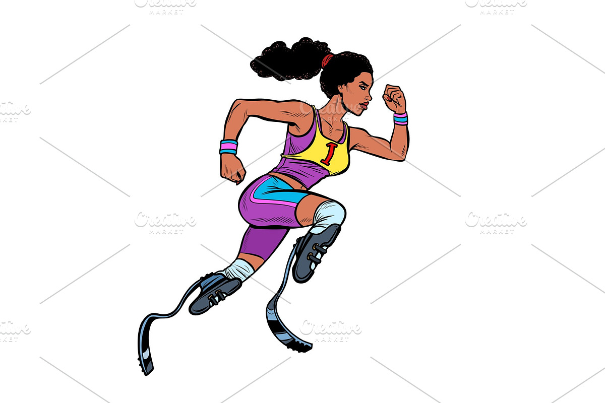 disabled African woman runner with in Illustrations - product preview 8