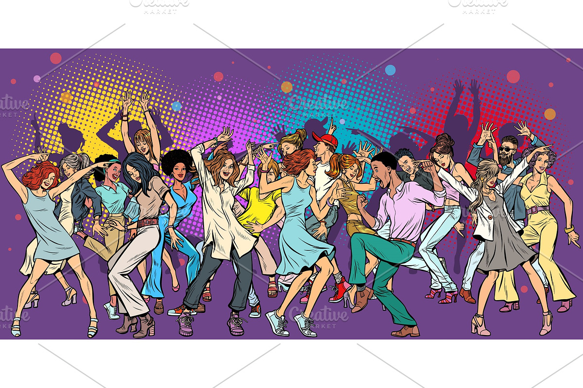 Party at the club, dancing young in Illustrations - product preview 8