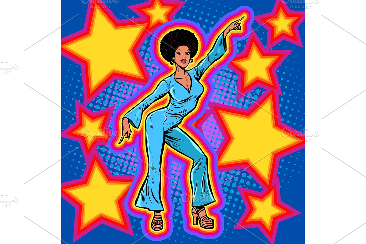 retro African star disco dance in Illustrations - product preview 8