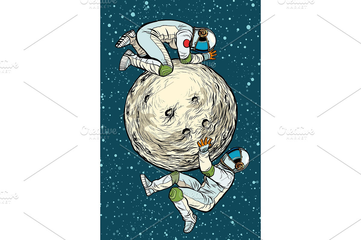 astronauts on the moon, space in Illustrations - product preview 8