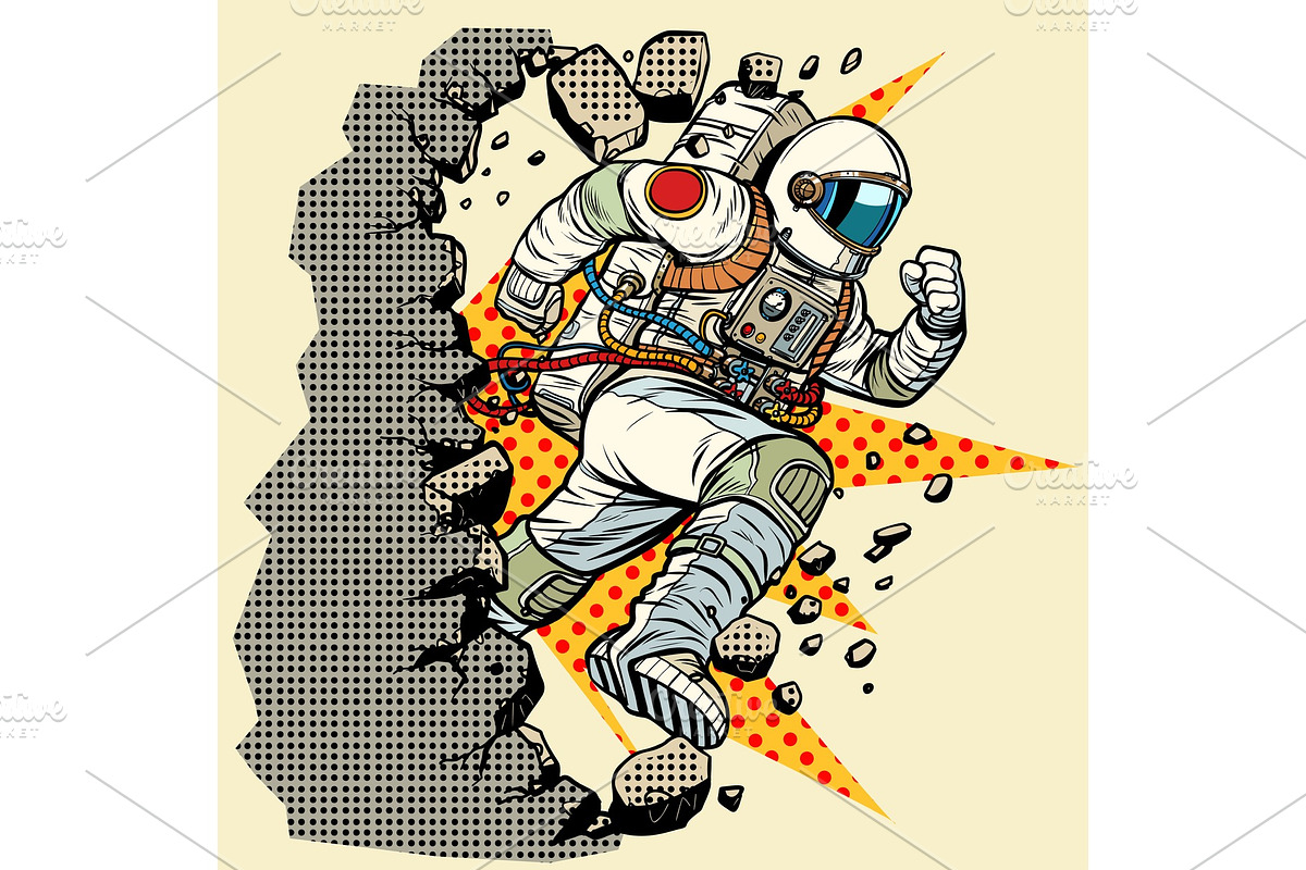 astronaut breaks the wall in Illustrations - product preview 8
