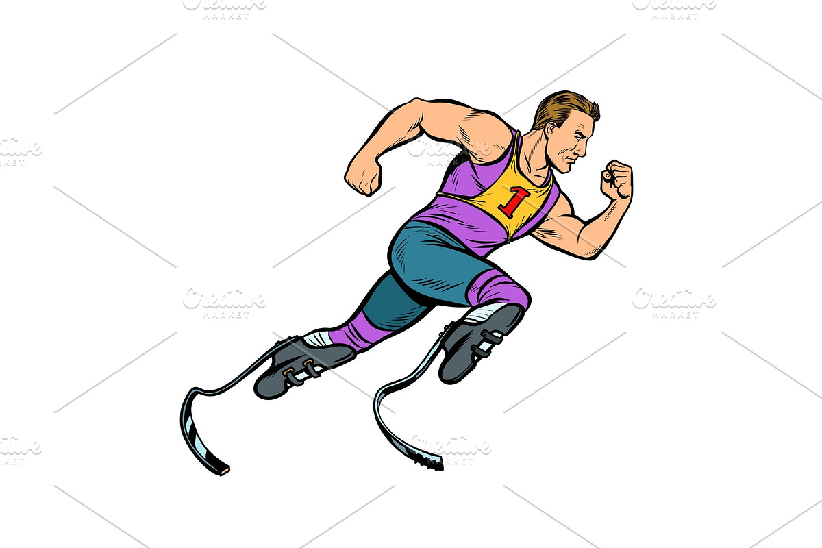 disabled runner with leg prostheses in Illustrations - product preview 8