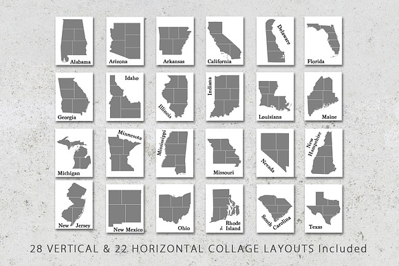 5x7 State Shaped Card Template Pack in Postcard Templates - product preview 1