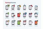 set of smile phones with different
