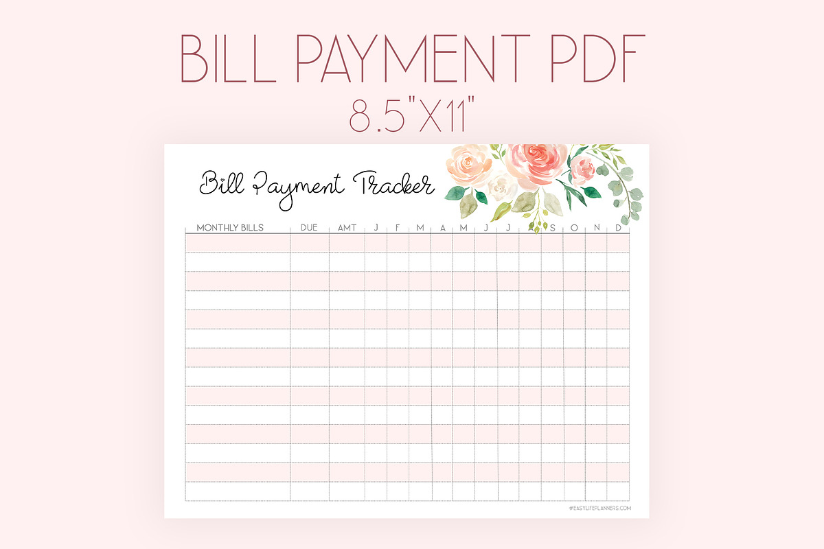 Bill Tracker Printable Letter Size in Stationery Templates - product preview 8