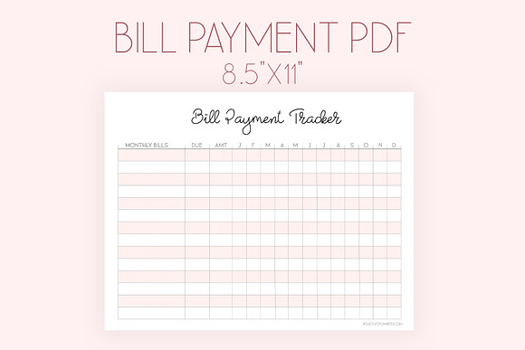 Bill Tracker Printable Letter Size in Stationery Templates - product preview 1