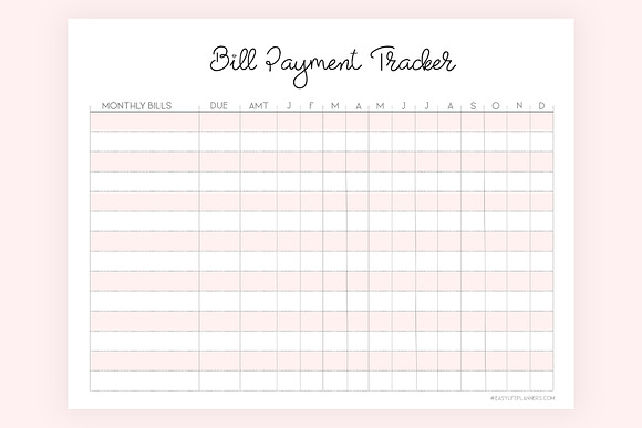 Bill Tracker Printable Letter Size in Stationery Templates - product preview 2