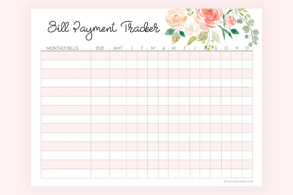 Bill Tracker Printable Letter Size in Stationery Templates - product preview 3