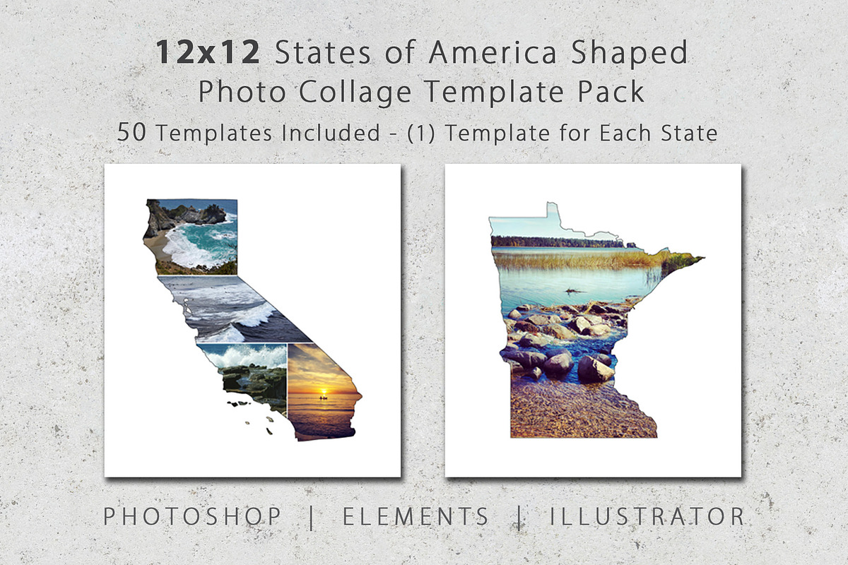 12x12 State Shaped Photo Templates in Templates - product preview 8