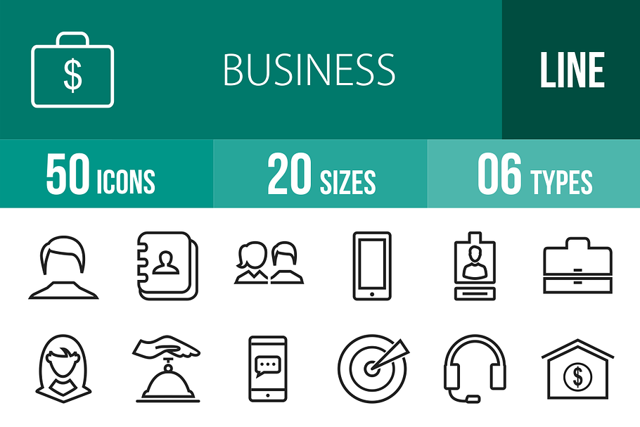 50 Business Line Icons in Graphics - product preview 8
