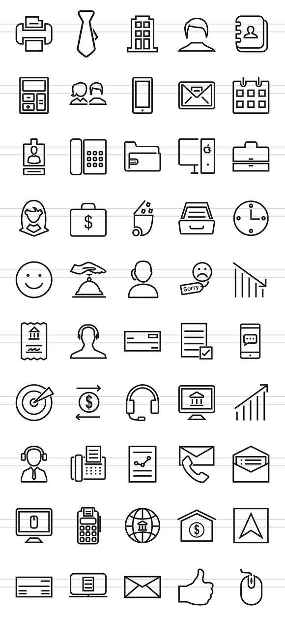 50 Business Line Icons in Graphics - product preview 1