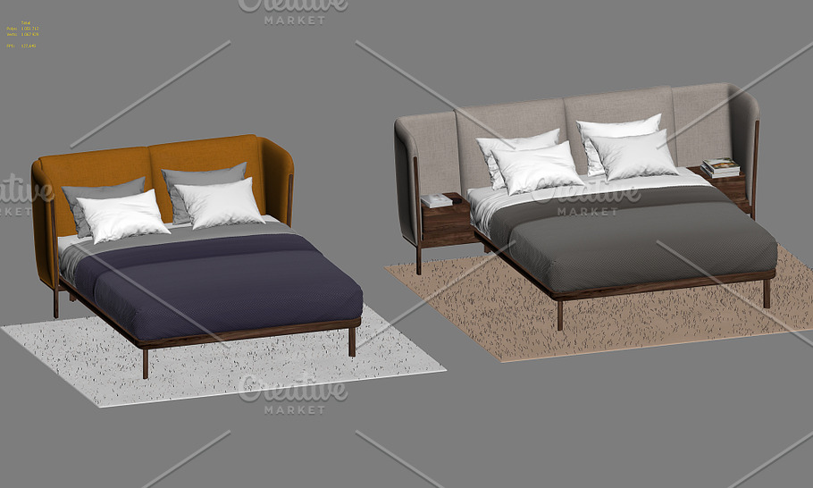 Low Dubois Bed (2 options) 3d model in Furniture - product preview 29