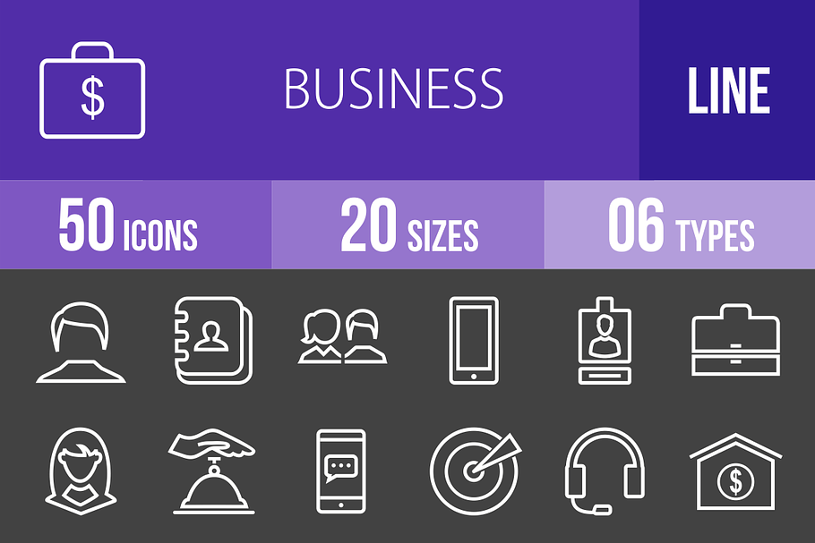 50 Business Line Inverted Icons in Graphics - product preview 8