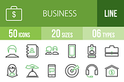 50 Business Line Green & Black Icons