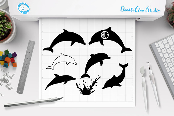 Dolphins SVG, Dolphin Monogram SVG. in Illustrations - product preview 1