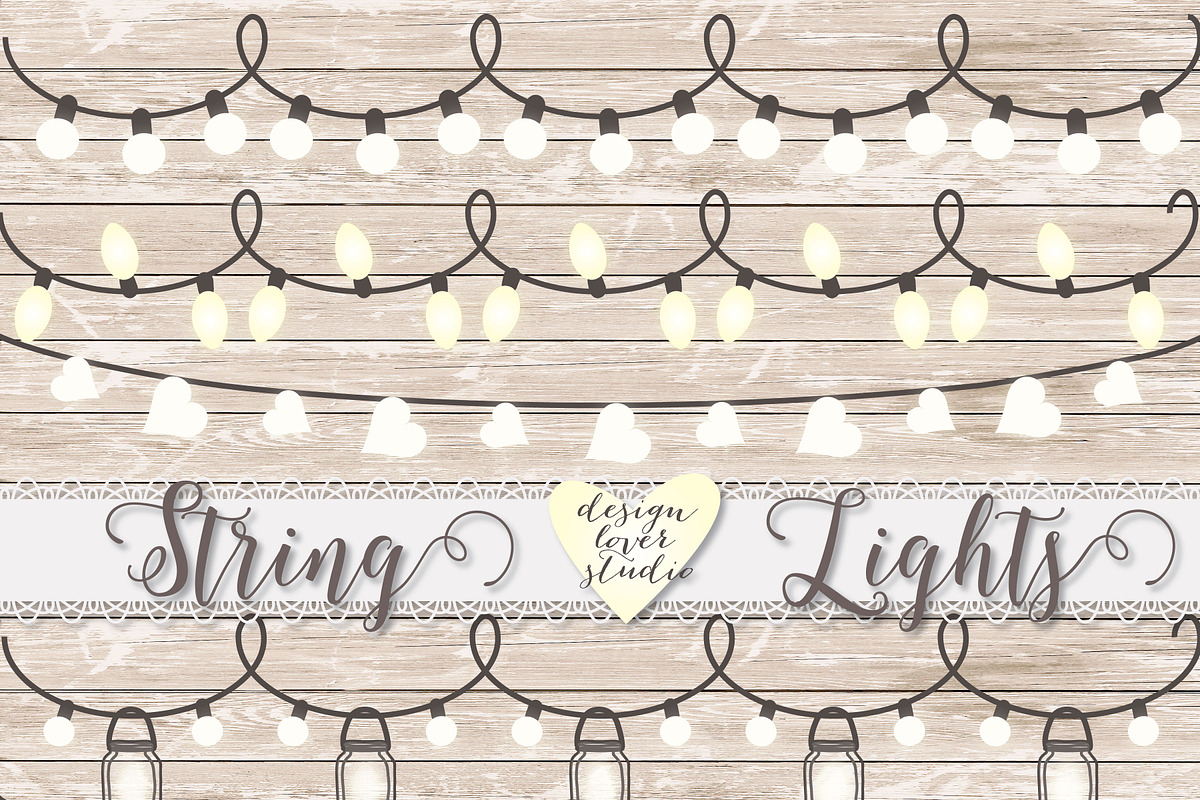 Vector lights clipart, String Lights in Graphics - product preview 8