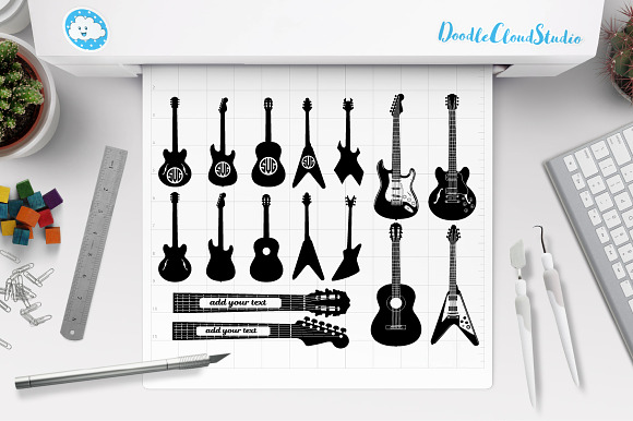 Guitar SVG, Guitar Monogram svg file in Illustrations - product preview 1