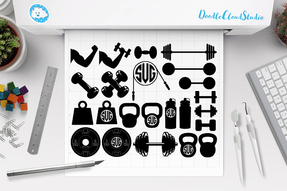 Weights SVG Files, Lifting Weights in Illustrations - product preview 1