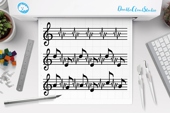 Music Score SVG, Music Heart beat in Illustrations - product preview 1