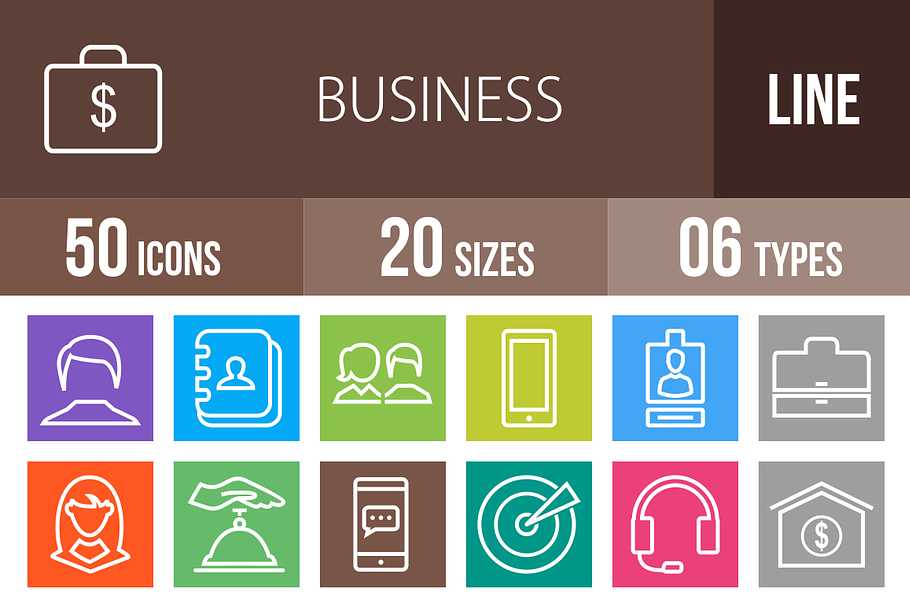 50 Business Line Multicolor Icons