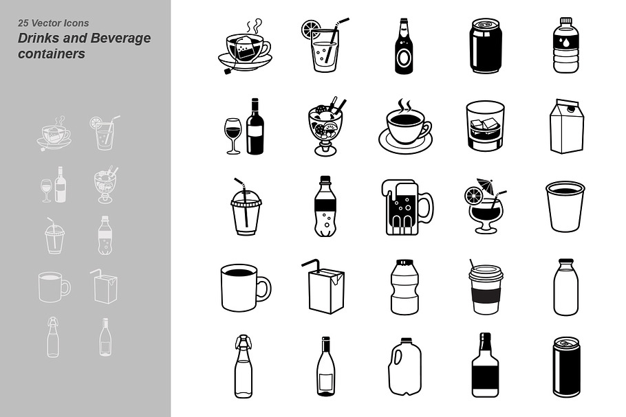 Drinks and Beverage containers in Icons - product preview 8