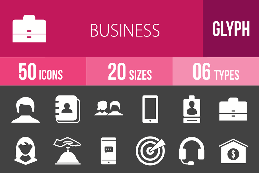 50 Business Glyph Inverted Icons