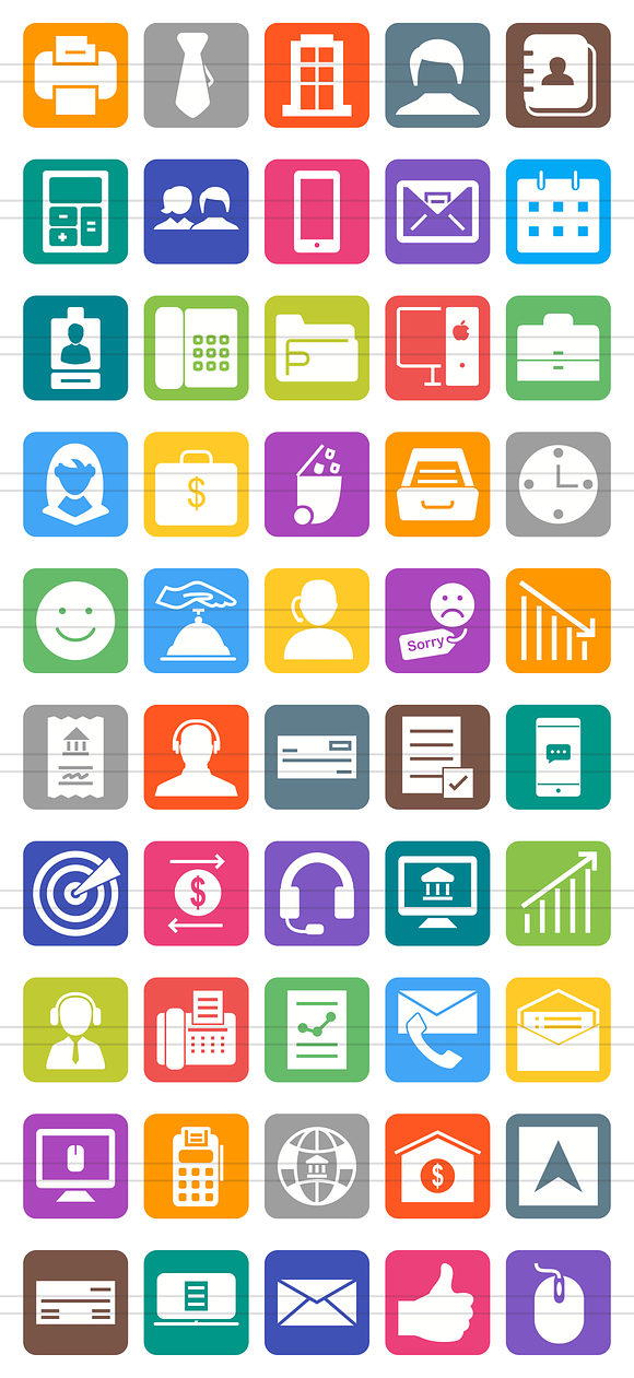 50 Business Flat Round Corner Icons in Icons - product preview 1