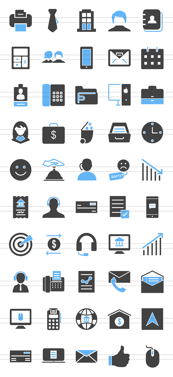 50 Business Blue & Black Icons in Graphics - product preview 1